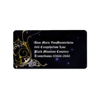 Gold Scroll Formal Goth Wedding Adressaufkleber