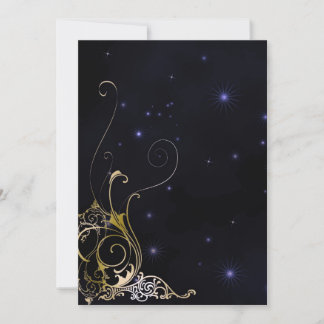 Gold Scroll Formal Goth Wedding Einladung