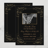 Gold Scroll Save the Date Annoucement (Vorne/Hinten)