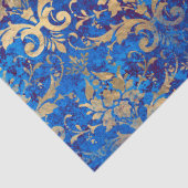 Gold Scroll Work Blume auf Blue Decoupage Seidenpapier (Detail)