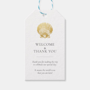 Gold Seashell Beach Wedding Vielen Dank Geschenkanhänger