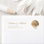 Gold Seashell Coastal Wedding Address Label (Insitu)