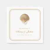 Gold Seashell Coastal Wedding Drink Serviette (Vorderseite)