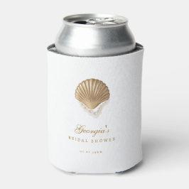 Gold Seashell Custom Coastal Bridal Shower Favor Dosenkühler