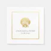 Gold Seashell Individuellen Namens Beach Wedding Serviette (Vorderseite)