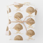 Gold Seashell mit Coquette Bow Weihnachtsgeschenk Geschenkpapier Set (Beispiel)