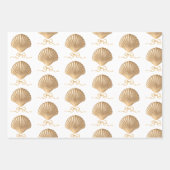 Gold Seashell mit Coquette Bow Weihnachtsgeschenk Geschenkpapier Set (Vorderseite)
