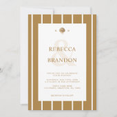 Gold Seashell Monogram Coastal All in one Wedding Einladung (Vorderseite)