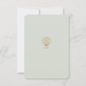 Gold Seashell Mute Sage Wedding Save the Date (Rückseite)