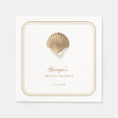 Gold Seashell & Pearls Coastal Bridal Shower Serviette (Vorderseite)