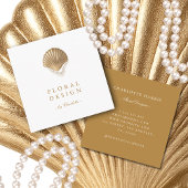 Gold Seashell & Pearls Coastal Chic Any Profession Quadratische Visitenkarte