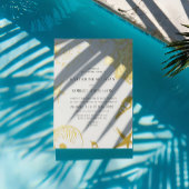 Gold Seashells Elegante Hochzeitsreise Folieneinladung