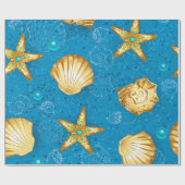 Gold Seashells Geschenkpapier (Flach)