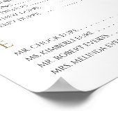 Gold Seating Chart mit Bride & Groom Initialen Poster (Ecke)