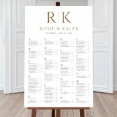 Gold Seating Chart mit Bride & Groom Initialen Poster