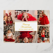 Gold sechs Bilder Fotocollage Frohe Weihnachten