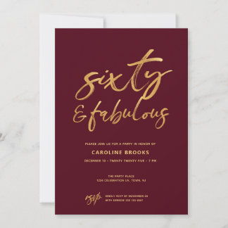 Gold Sechzig Fabulous 60. Geburtstag Einladung