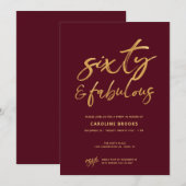 Gold Sechzig Fabulous 60. Geburtstag Einladung (Vorne/Hinten)