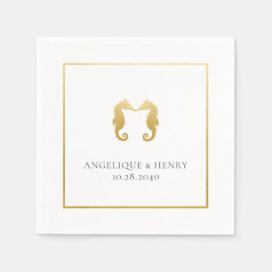 Gold Seepferd Personalisiert Beach Wedding Serviette