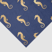 Gold-Seepferde auf dunkelblauem/Lila Decoupage Seidenpapier (Detail)