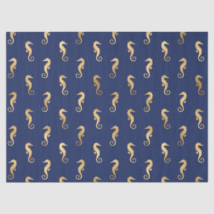 Gold-Seepferde auf dunkelblauem/Lila Decoupage Seidenpapier