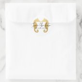 Gold Seepferde Kissing Beach Hochzeit Save the Dat Runder Aufkleber (Tasche)