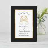 Gold Seepferde Tropische Hochzeit Sichern Sie das  Save The Date (Stehend Vorderseite)