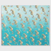 Gold-Seepferde unter der Karibik Geschenkpapier (Flach)