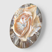 Gold Seide Einzigartige Rose Große Wanduhr (Winkel)