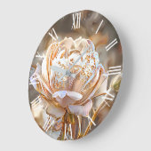 Gold Seide Elegante Rose Kunst, Dichtung und Musik Große Wanduhr (Winkel)