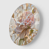 Gold Seide Elegante Rose Kunst, Dichtung und Musik Große Wanduhr (Winkel)
