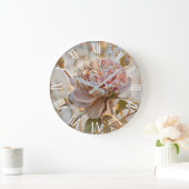 Gold Seide Elegante Rose Kunst, Dichtung und Musik Große Wanduhr (Zuhause)