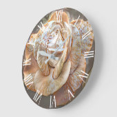 Gold Seide Moderne Rose Kunst, Dichtung und Musik Große Wanduhr (Winkel)