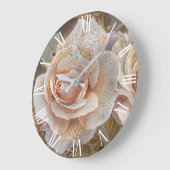 Gold Seide Schöne Rose Kunst, Dichtung und Musik Große Wanduhr (Winkel)