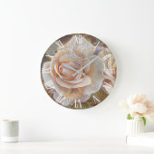 Gold Seide Schöne Rose Kunst, Dichtung und Musik Große Wanduhr (Zuhause)