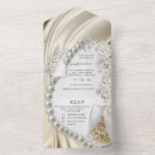 Gold Seide und Perlen - Einladung zur Hochzeit (Innen Boden)