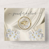 Gold Seide und Perlen - Einladung zur Hochzeit (Rückseite)