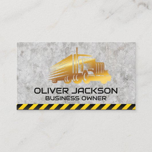 Gold Semi Truck Logo | Bau | Beton Visitenkarte (Vorderseite)