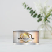 Gold Semi Truck Logo | Metallindustrie Visitenkarte (Stehend Vorderseite)