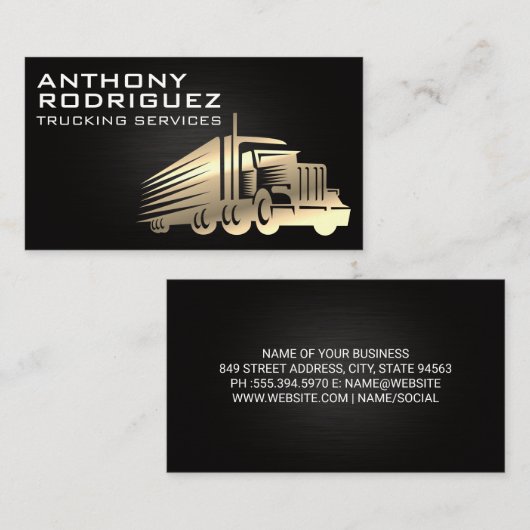 Gold Semi Truck Logo Visitenkarte (Vorne/Hinten)