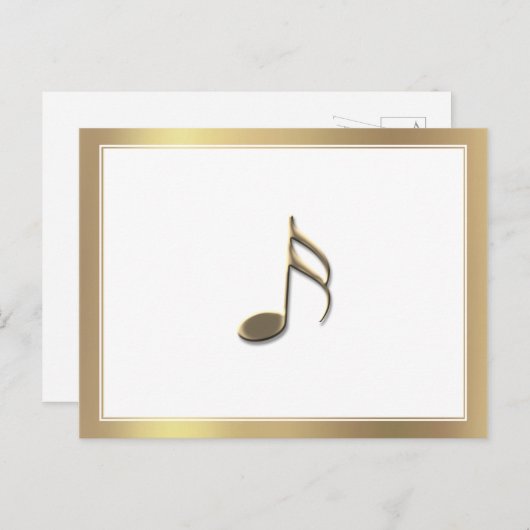 Gold Semiquaver Musiknote auf der weißen Postkarte (Vorne/Hinten)
