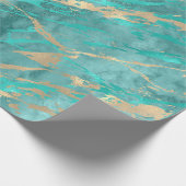 Gold Sepia Aqua Marble Sone Metallic Strokes Geschenkpapier (Ecke)