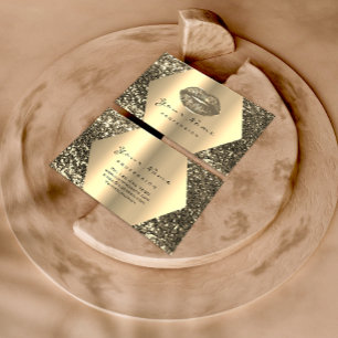 Gold Sepia Glitzer Makeup Artist Kiss Lift Gerahmt Visitenkarte