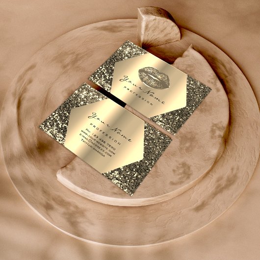 Gold Sepia Glitzer Makeup Artist Kiss Livio Gerahm Visitenkarte