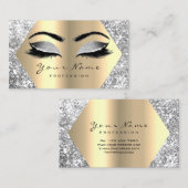 Gold Sepia Glitzer Makeup Artist Lashes Grau Visitenkarte (Vorne/Hinten)