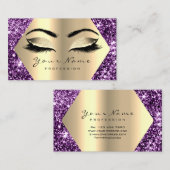 Gold Sepia Glitzer Makeup Artist Lashes Lila Visitenkarte (Vorne/Hinten)