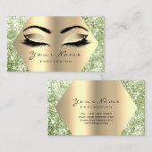 Gold Sepia Glitzer Makeup Artist Lashes Minengrün Visitenkarte (Vorne/Hinten)