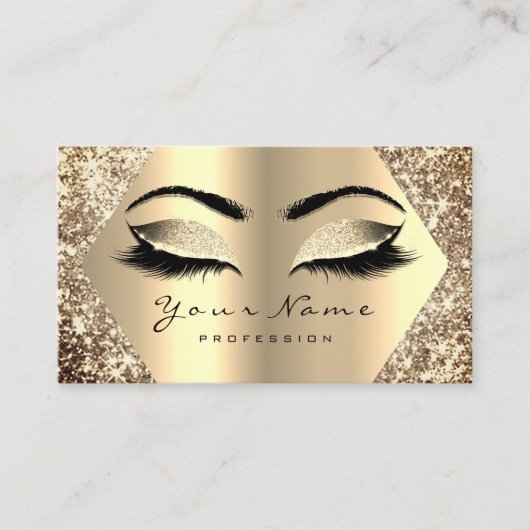 Gold Sepia Glitzer Makeup Artist Lashes Visitenkarte (Vorderseite)