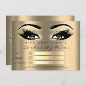 Gold Sepia Lashes Makeup Artist Certificate Gift Einladung (Vorne/Hinten)