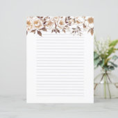 Gold Sepia Rose Lined Stationery Writer Paper (Stehend Vorderseite)